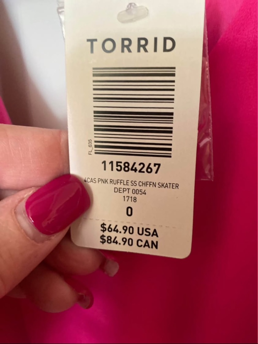 torrid Hot Pink V-Neck Midi Dress with Flutter Sleeves - Picture 2 of 3